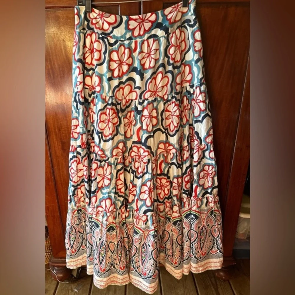 Camaieu Paris size EU 40(US 10/12) peasant Boho tiered hi waist maxi‎ skirt.EUC
